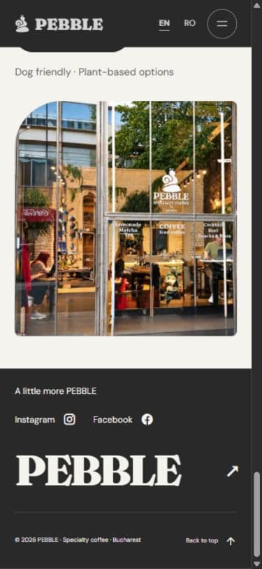 PEBBLE mobile website home page